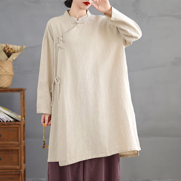 Buddha Stones Camisas de manga larga para mujer, estilo Tang vintage, con cuello mandarín y botones de rana, ideales para primavera y otoño. - image 11
