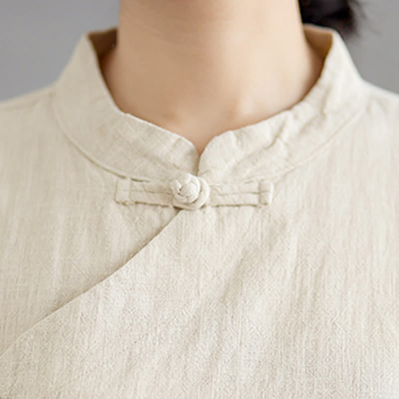 Buddha Stones Camisas de manga larga para mujer, estilo Tang vintage, con cuello mandarín y botones de rana, ideales para primavera y otoño. - image 14