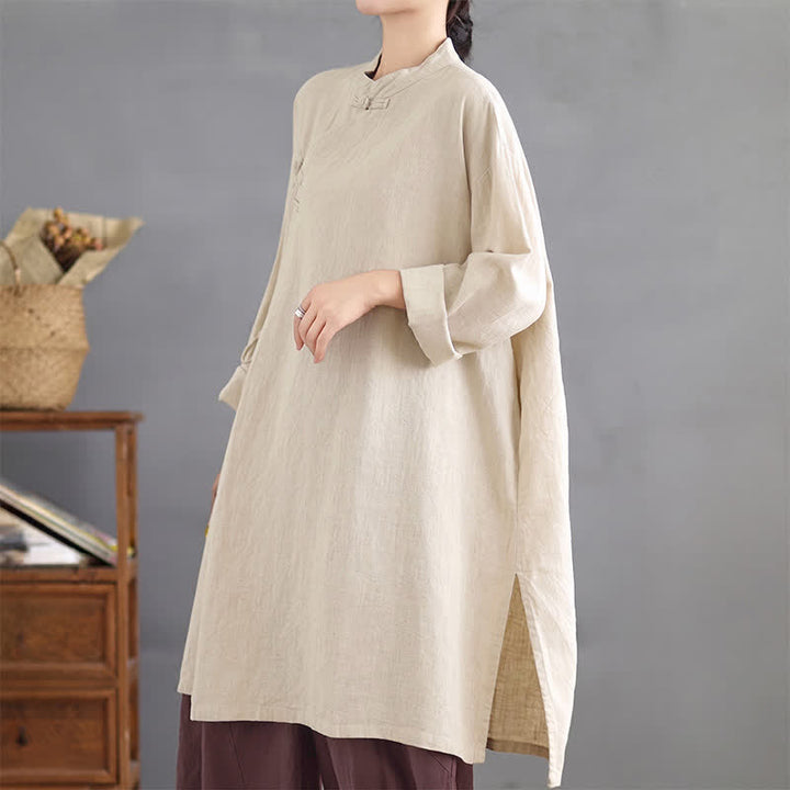 Buddha Stones Camisas de manga larga para mujer, estilo Tang vintage, con cuello mandarín y botones de rana, ideales para primavera y otoño. - image 9