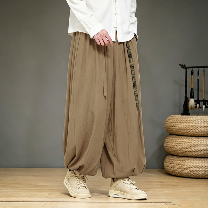Buddha Stones Pantalones tobilleros lisos de estilo chino para hombre, estilo harem, con bolsillo, ideales para primavera y verano. - image 10
