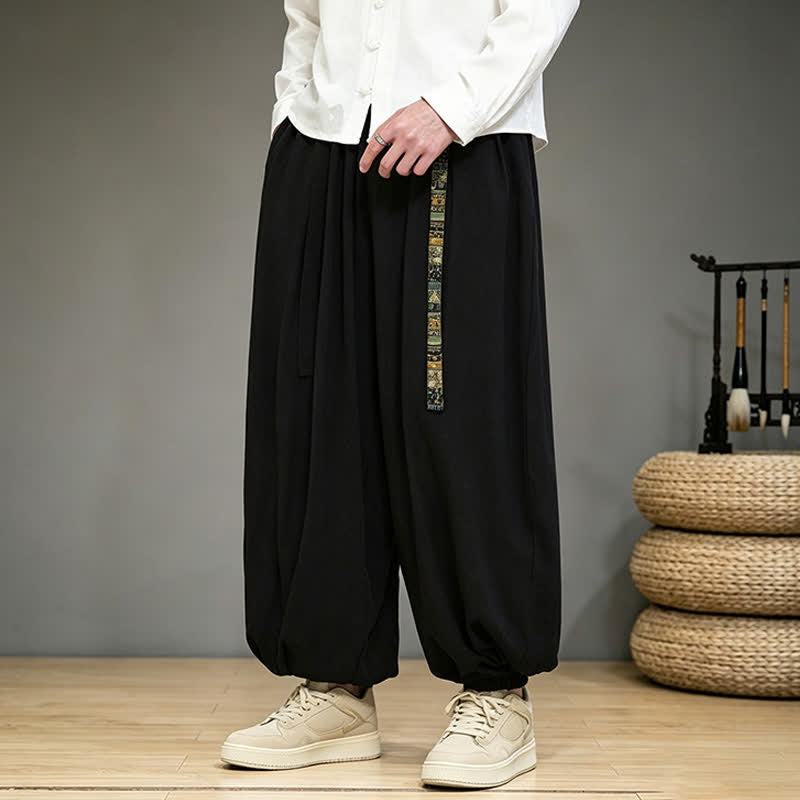 Buddha Stones Pantalones tobilleros lisos de estilo chino para hombre, estilo harem, con bolsillo, ideales para primavera y verano. - image 1