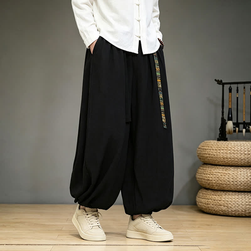 Buddha Stones Pantalones tobilleros lisos de estilo chino para hombre, estilo harem, con bolsillo, ideales para primavera y verano. - image 4
