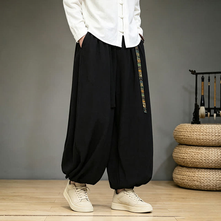 Buddha Stones Pantalones tobilleros lisos de estilo chino para hombre, estilo harem, con bolsillo, ideales para primavera y verano. - image 4