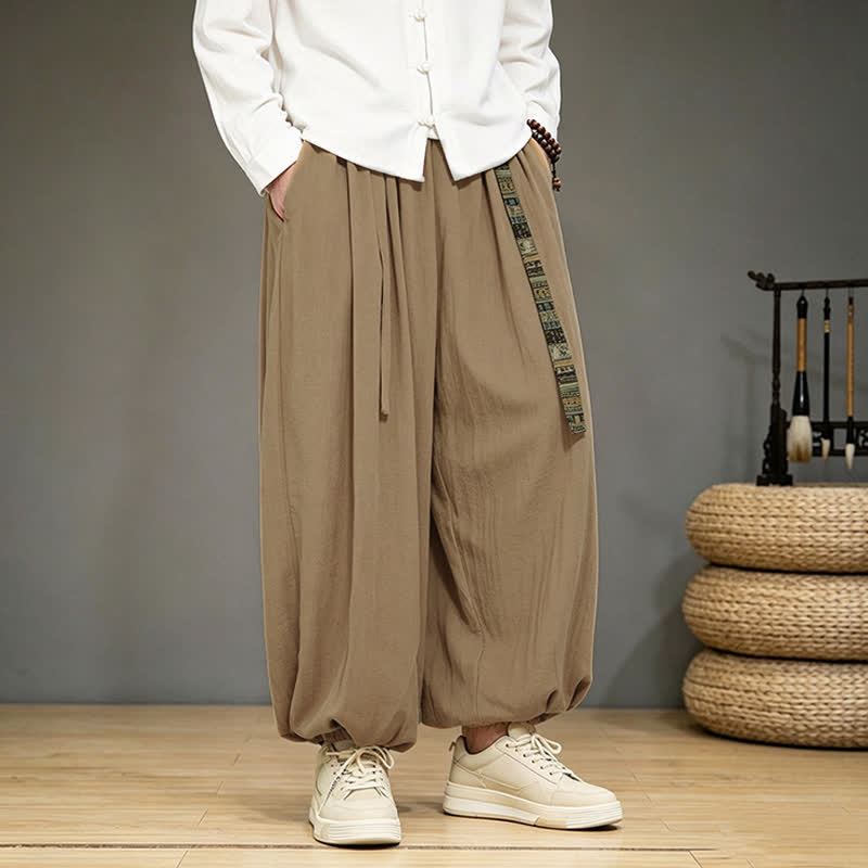Buddha Stones Pantalones tobilleros lisos de estilo chino para hombre, estilo harem, con bolsillo, ideales para primavera y verano. - image 9