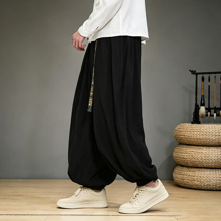 Buddha Stones Pantalones tobilleros lisos de estilo chino para hombre, estilo harem, con bolsillo, ideales para primavera y verano. - image 3