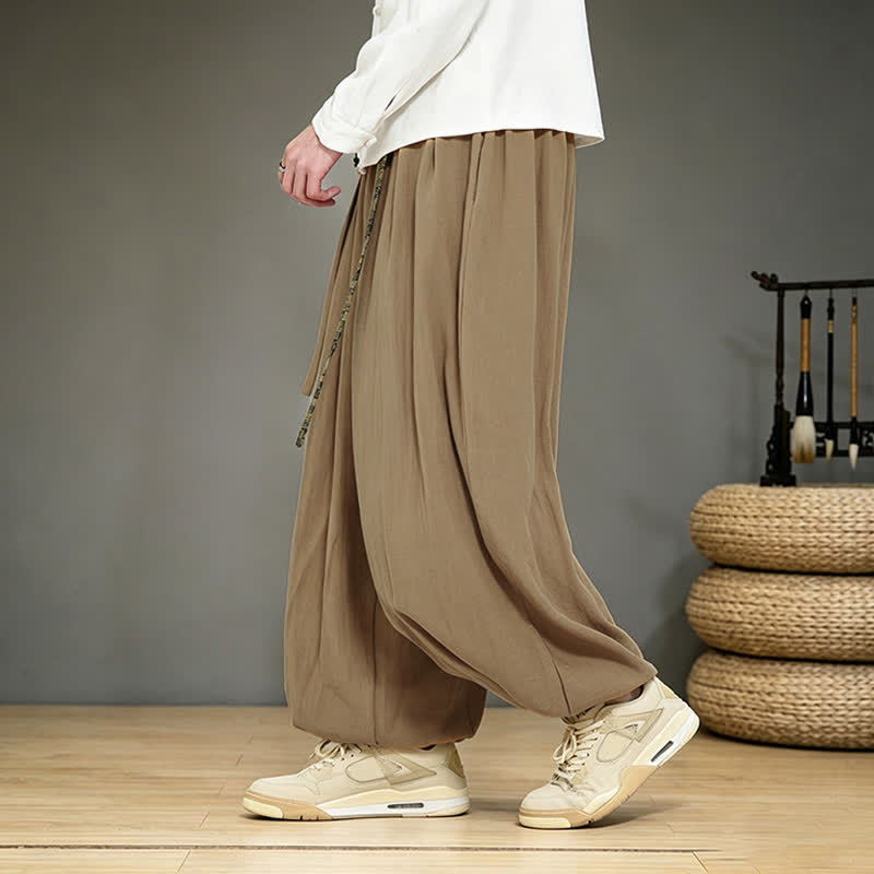 Buddha Stones Pantalones tobilleros lisos de estilo chino para hombre, estilo harem, con bolsillo, ideales para primavera y verano. - image 8