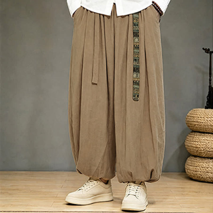 Buddha Stones Pantalones tobilleros lisos de estilo chino para hombre, estilo harem, con bolsillo, ideales para primavera y verano. - Broncearse - US/UK/AU46, EU56 (5XL) - image 5
