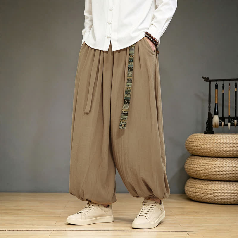 Buddha Stones Pantalones tobilleros lisos de estilo chino para hombre, estilo harem, con bolsillo, ideales para primavera y verano. - image 6