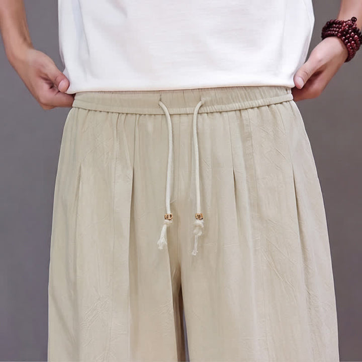 Buddha Stones Pantalones tobilleros lisos de corte recto para hombre, estilo casual de primavera-verano, con cordón ajustable y bolsillo. - image 23