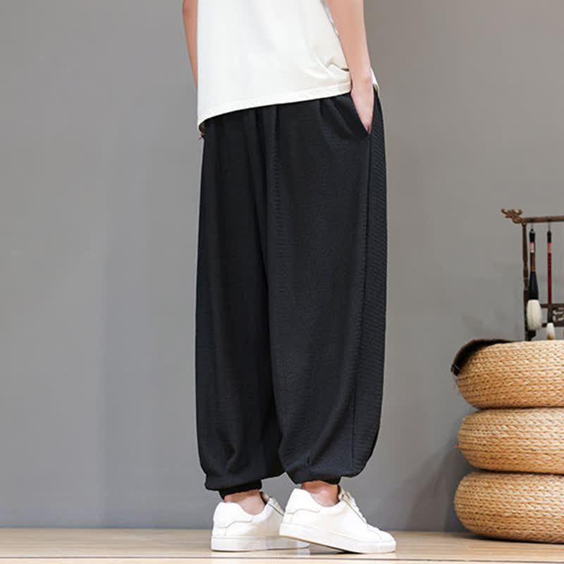 Buddha Stones Pantalones cortos casuales estilo boho con cordón ajustable para hombre, estilo harem, con bolsillo, ideales para primavera y otoño. - image 21