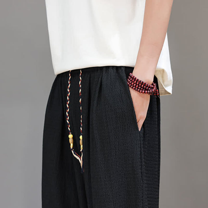 Buddha Stones Pantalones cortos casuales estilo boho con cordón ajustable para hombre, estilo harem, con bolsillo, ideales para primavera y otoño. - image 25