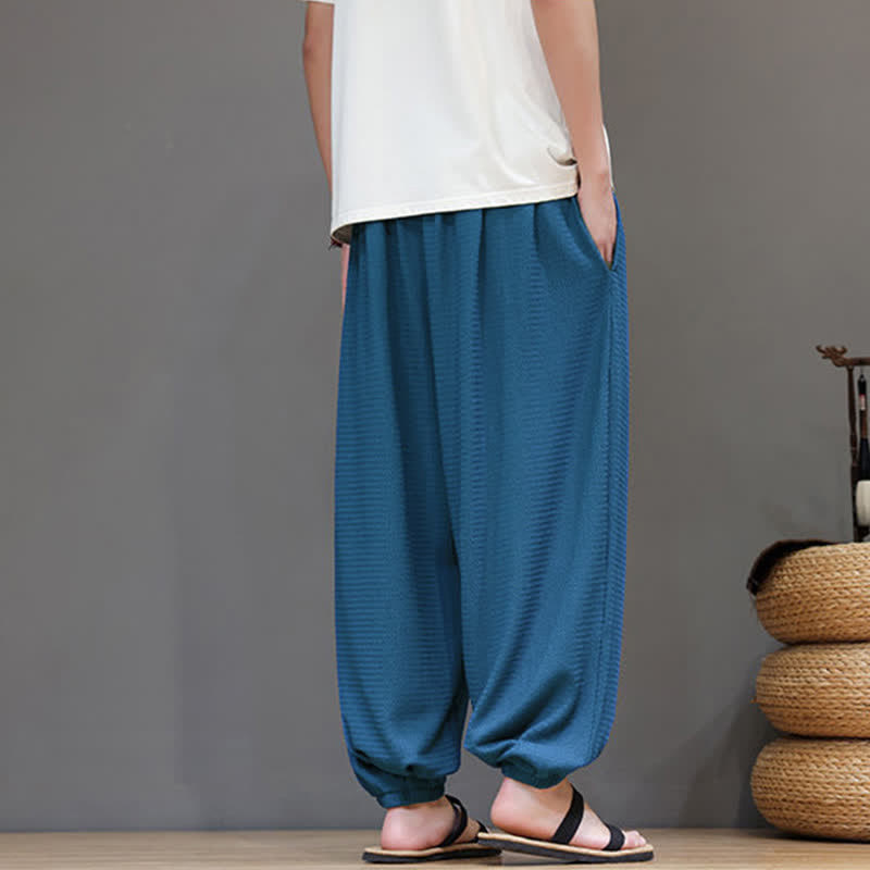 Buddha Stones Pantalones cortos casuales estilo boho con cordón ajustable para hombre, estilo harem, con bolsillo, ideales para primavera y otoño. - image 13