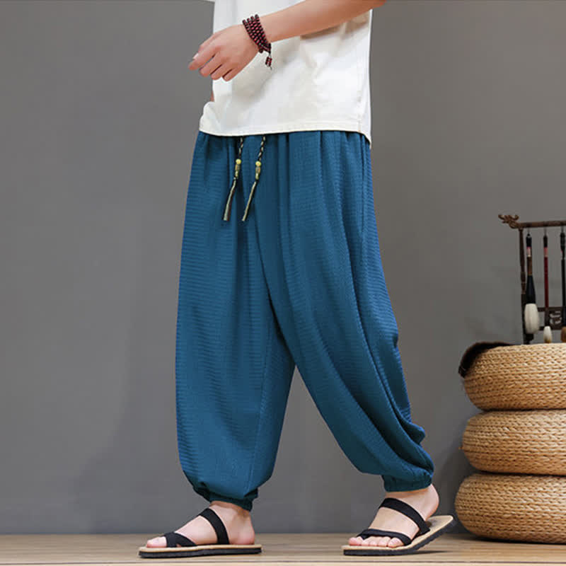 Buddha Stones Pantalones cortos casuales estilo boho con cordón ajustable para hombre, estilo harem, con bolsillo, ideales para primavera y otoño. - image 14