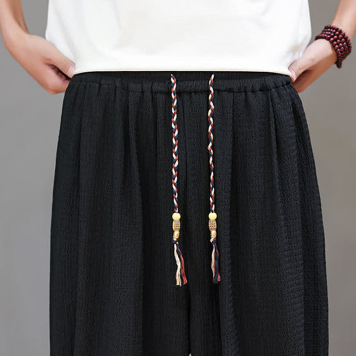 Buddha Stones Pantalones cortos casuales estilo boho con cordón ajustable para hombre, estilo harem, con bolsillo, ideales para primavera y otoño. - image 24