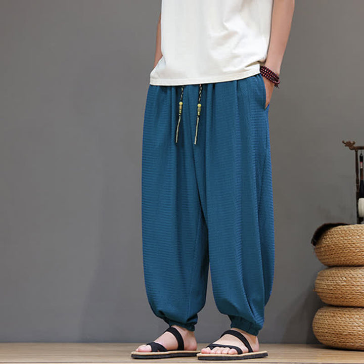 Buddha Stones Pantalones cortos casuales estilo boho con cordón ajustable para hombre, estilo harem, con bolsillo, ideales para primavera y otoño. - image 9