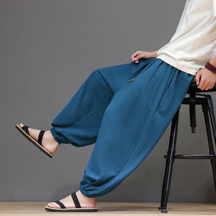 Buddha Stones Pantalones cortos casuales estilo boho con cordón ajustable para hombre, estilo harem, con bolsillo, ideales para primavera y otoño. - image 15