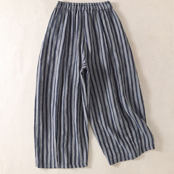 Buddha Stones Pantalones cortos de mujer estilo boho casual con cordón ajustable y rayas, estilo harem, con bolsillo, ideales para primavera y verano. - image 18