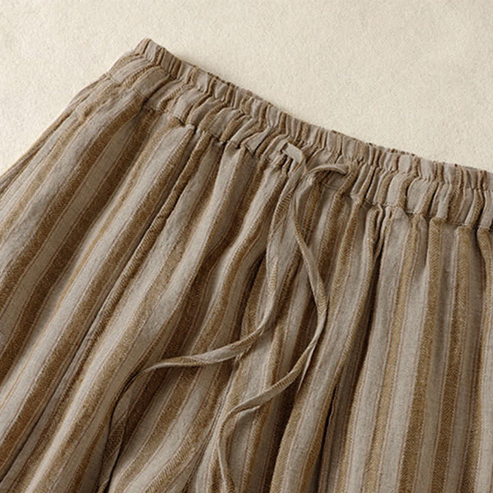 Buddha Stones Pantalones cortos de mujer estilo boho casual con cordón ajustable y rayas, estilo harem, con bolsillo, ideales para primavera y verano. - image 2