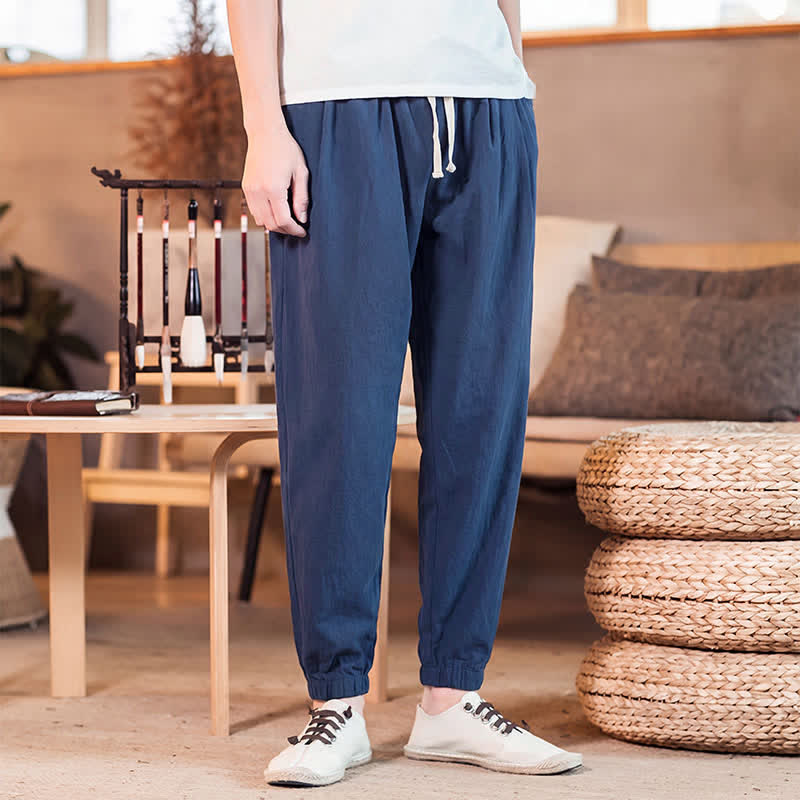 Buddha Stones Pantalones cortos casuales minimalistas con cordón ajustable para hombre, estilo primavera-verano, corte ajustado y bolsillo. - image 1