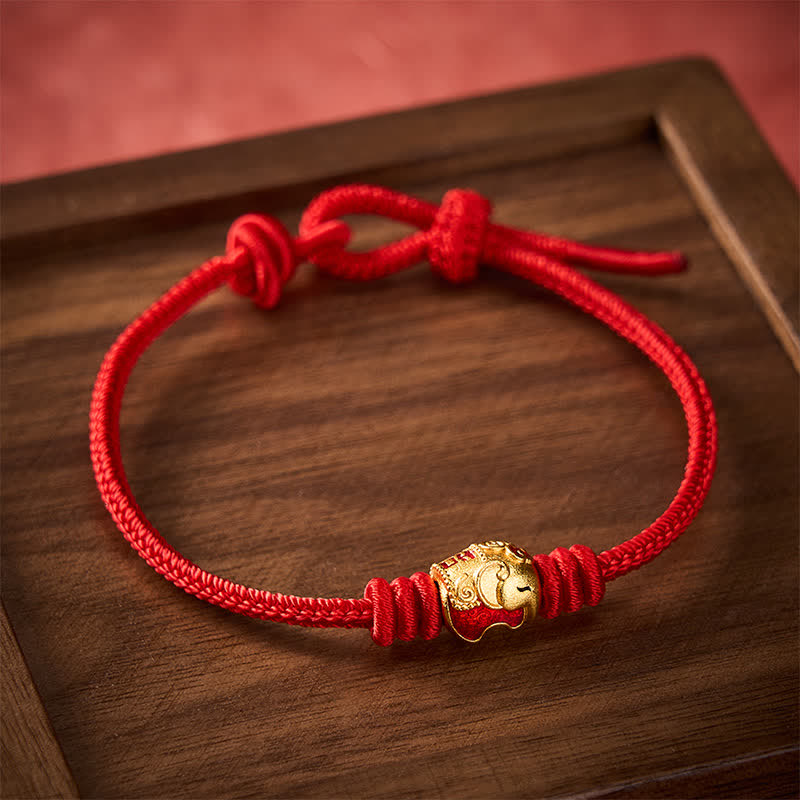 Buddha Stones Pulsera de protección de la suerte con hilo rojo y elefante rojo - Rojo (circunferencia de la muñeca 5,9–6,7 pulgadas / 15–17 cm) - image 9