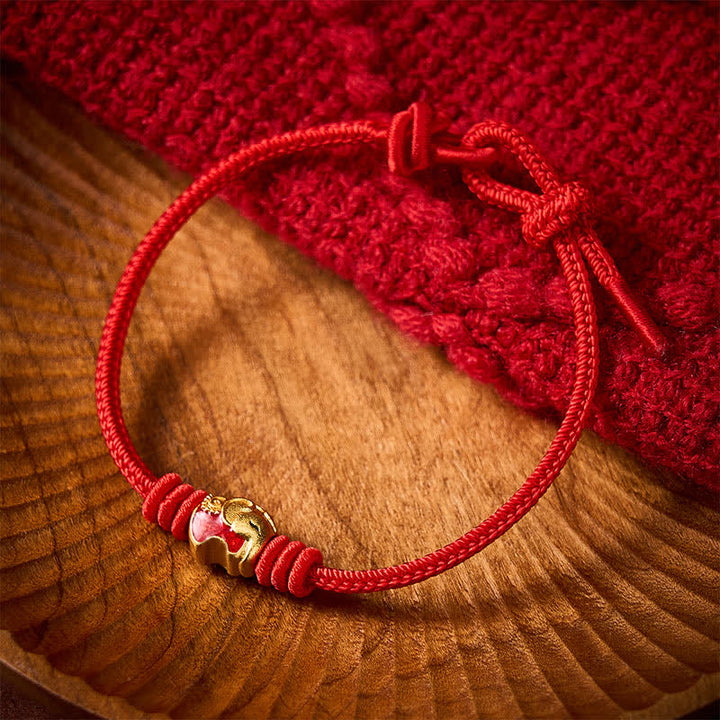 Buddha Stones Pulsera de protección de la suerte con hilo rojo y elefante rojo - image 11