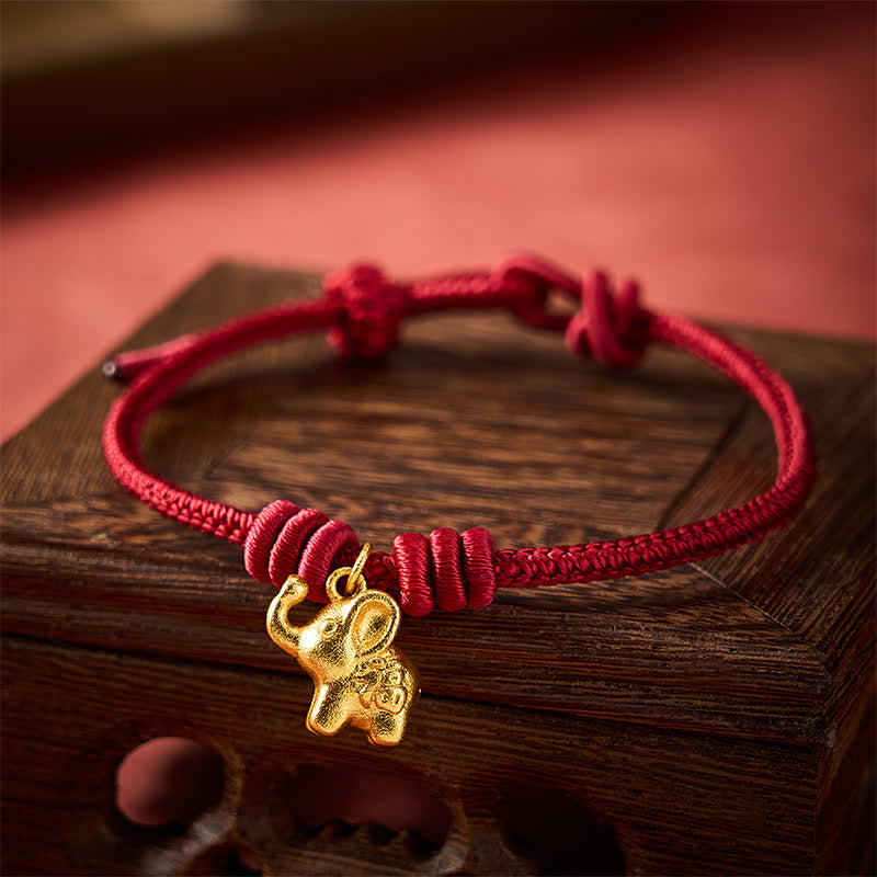 Buddha Stones Pulsera de cuerda trenzada roja con diseño de elefante Fu - image 12