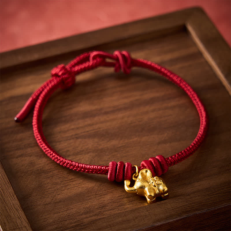 Buddha Stones Pulsera de cuerda trenzada roja con diseño de elefante Fu - image 11
