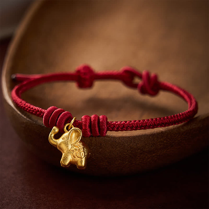 Buddha Stones Pulsera de cuerda trenzada roja con diseño de elefante Fu - image 13