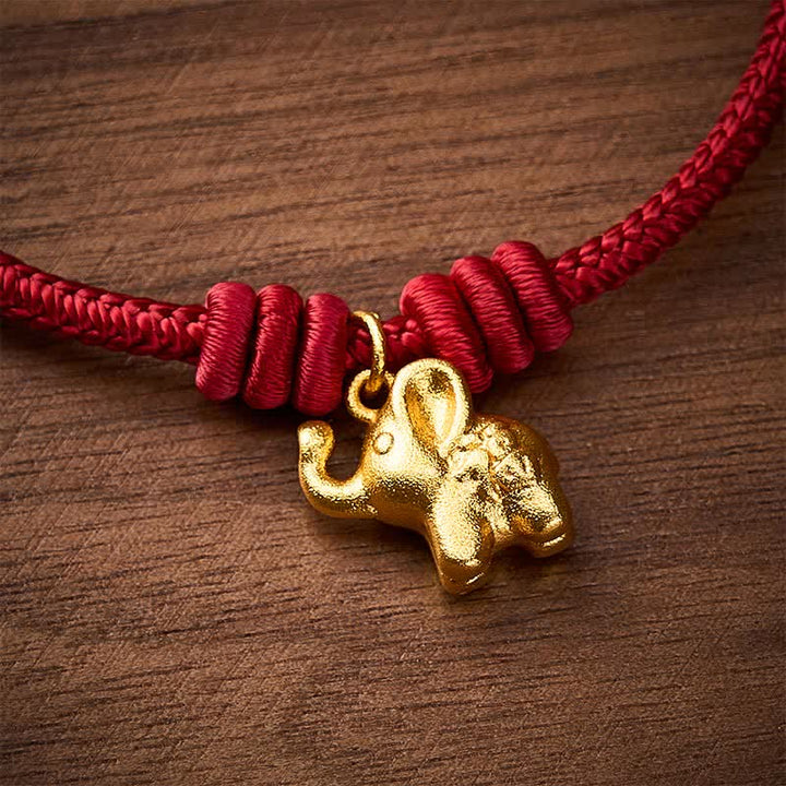 Buddha Stones Pulsera de cuerda trenzada roja con diseño de elefante Fu - image 14