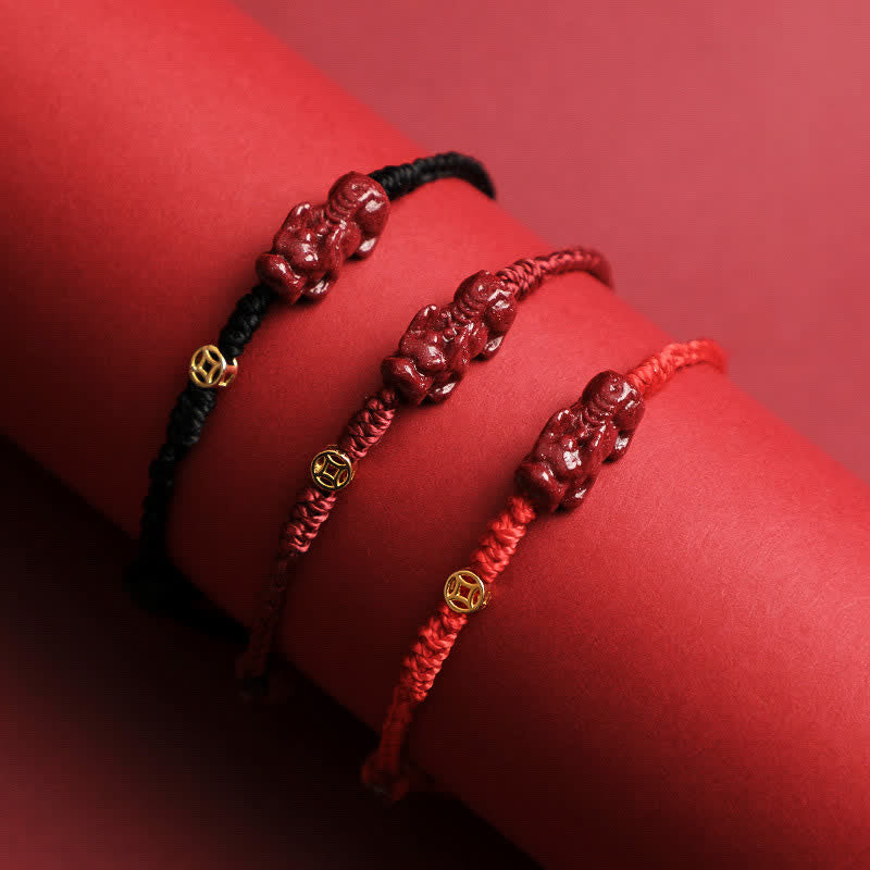 Buddha Stones Pulsera ajustable de plata de ley 925 con moneda china de cinabrio Pi Xiu y cordón rojo. - image 3
