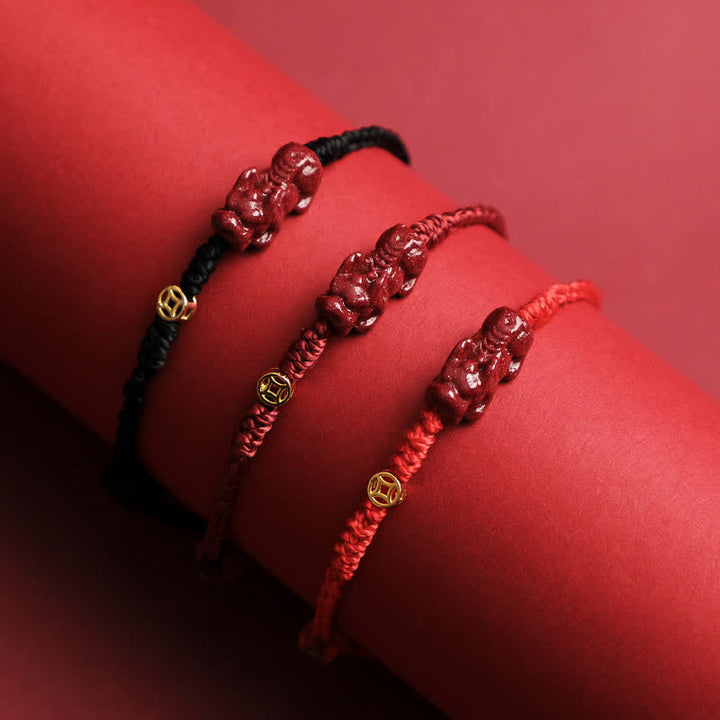 Buddha Stones Pulsera ajustable de plata de ley 925 con moneda china de cinabrio Pi Xiu y cordón rojo. - image 3