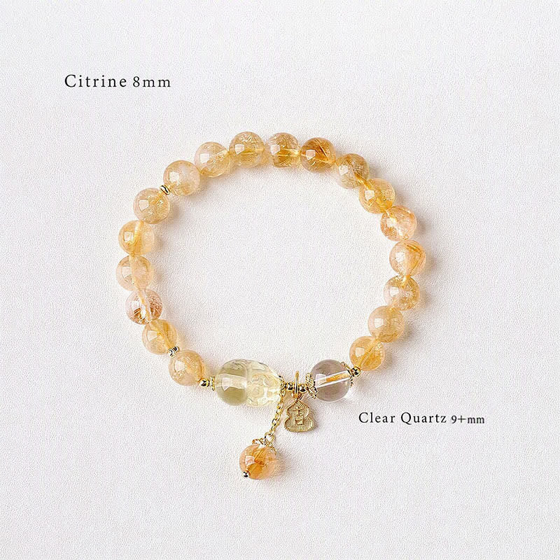 Buddha Stones Pulsera con colgante de calabaza Pi Xiu de citrino de inspiración china para la suerte y la abundancia - image 2