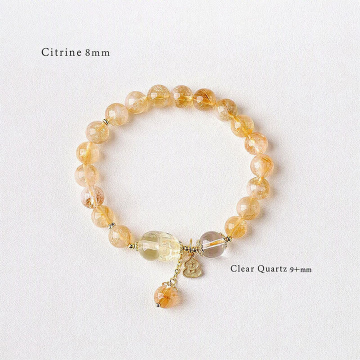 Buddha Stones Pulsera con colgante de calabaza Pi Xiu de citrino de inspiración china para la suerte y la abundancia - image 2
