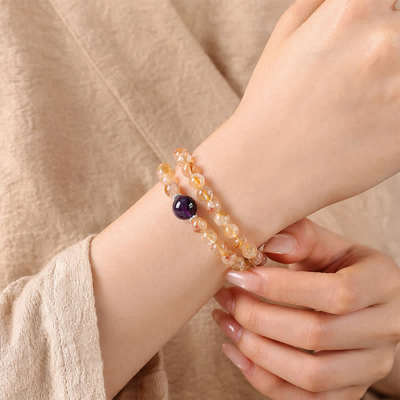 Buddha Stones Pulsera doble de citrino Pi Xiu para la abundancia y la riqueza - image 14