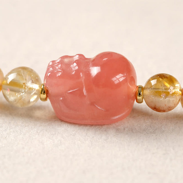 Buddha Stones Pulsera doble de citrino Pi Xiu para la abundancia y la riqueza - image 4
