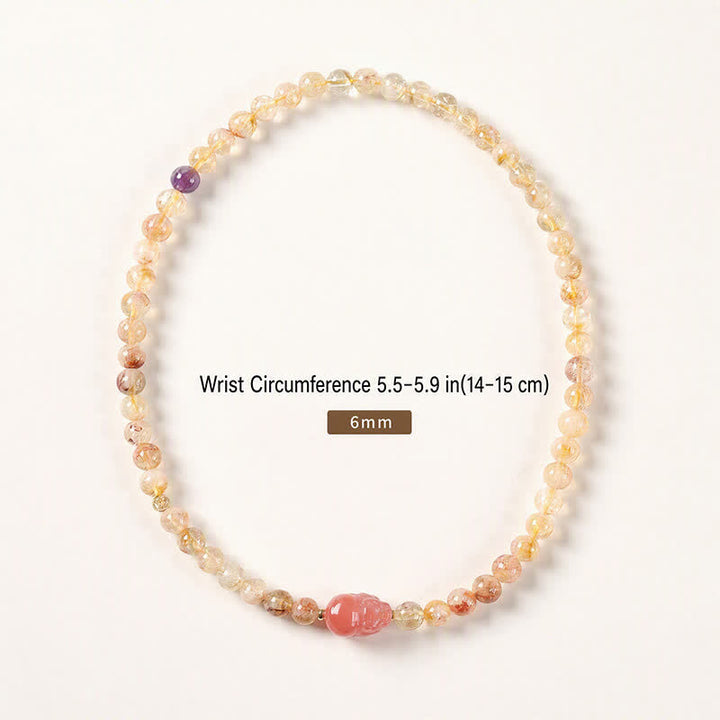 Buddha Stones Pulsera doble de citrino Pi Xiu para la abundancia y la riqueza - image 3