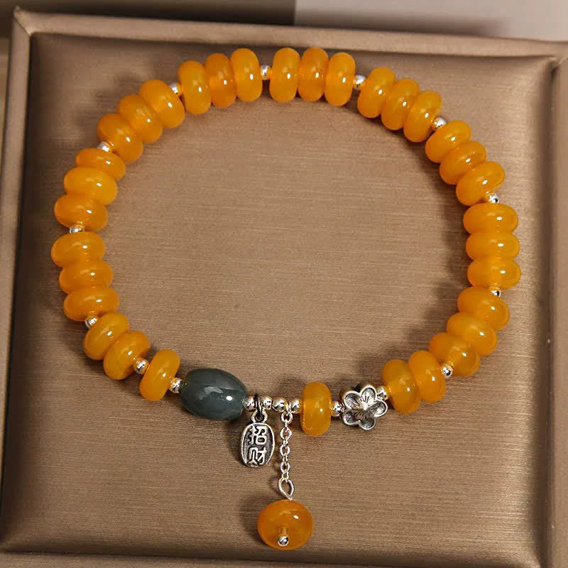 Buddha Stones Pulsera con dije de prosperidad de ágata amarilla y ágata verde - image 2