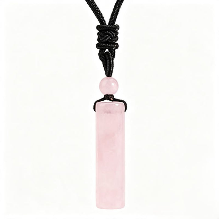 Buddha Stones Varios colgantes cilíndricos de cuarzo rosa cristalino, aventurina verde y amatista para collares de sanación - Cuarzo rosa - image 11