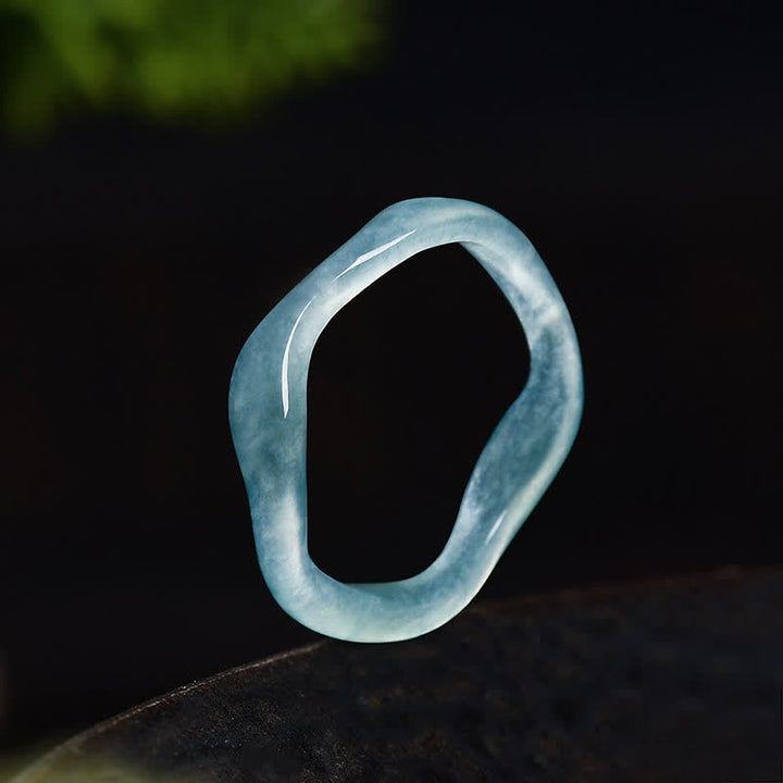 Buddha Stones Anillo irregular de la suerte de jade - image 2