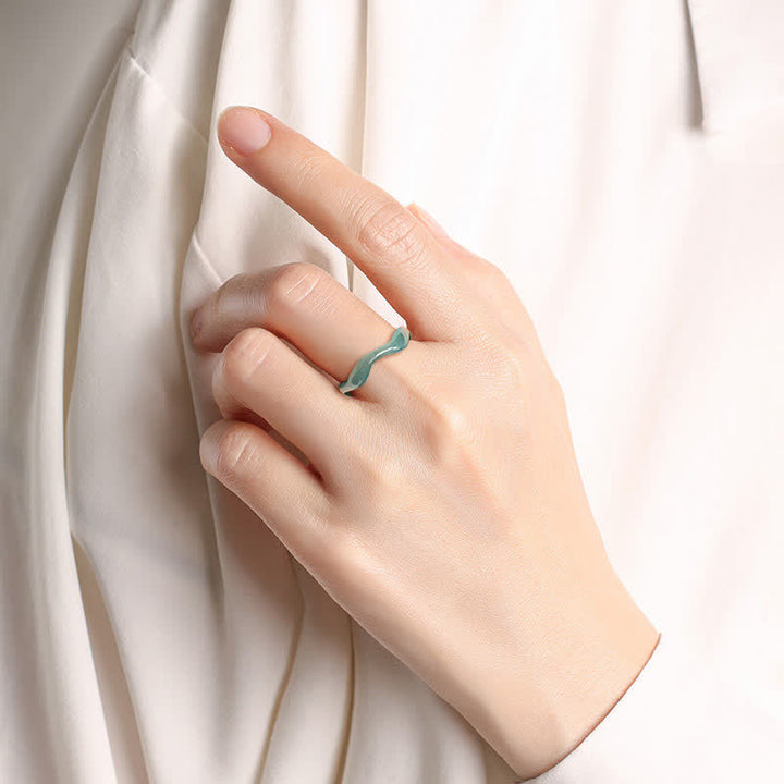 Buddha Stones Anillo irregular de la suerte de jade - image 5