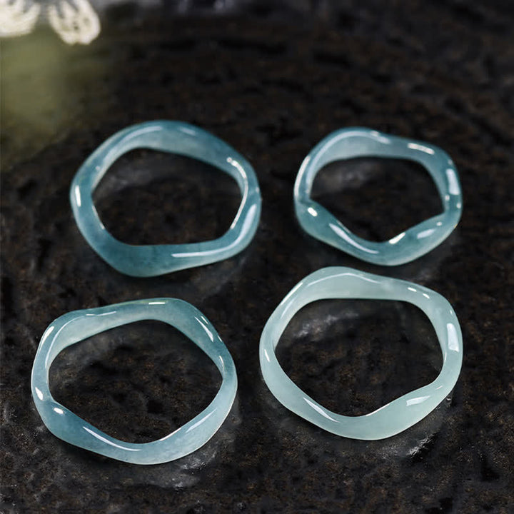 Buddha Stones Anillo irregular de la suerte de jade - image 4