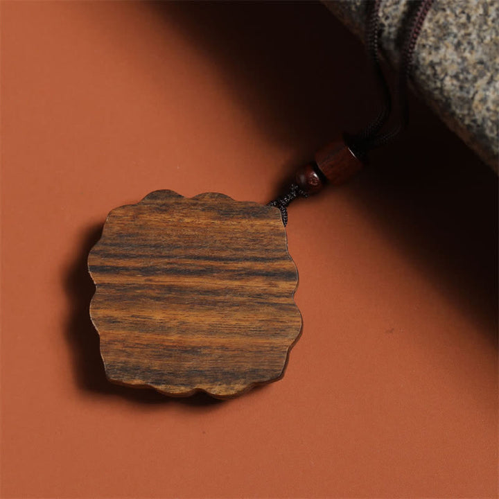 Buddha Stones Collar de la dinastía Tang tallado en madera de sappan con diseño floral en armonía. - image 3