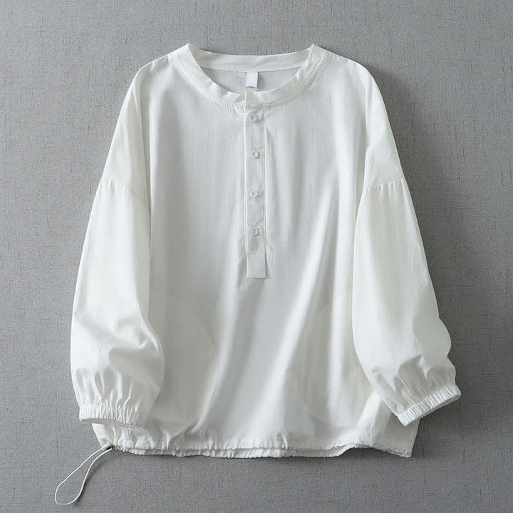 Buddha Stones Camisas sencillas de manga larga para mujer con botones y bolsillo, ideales para otoño. - Blanco - US14, UK/AU18, EU46 (2XL) - image 10