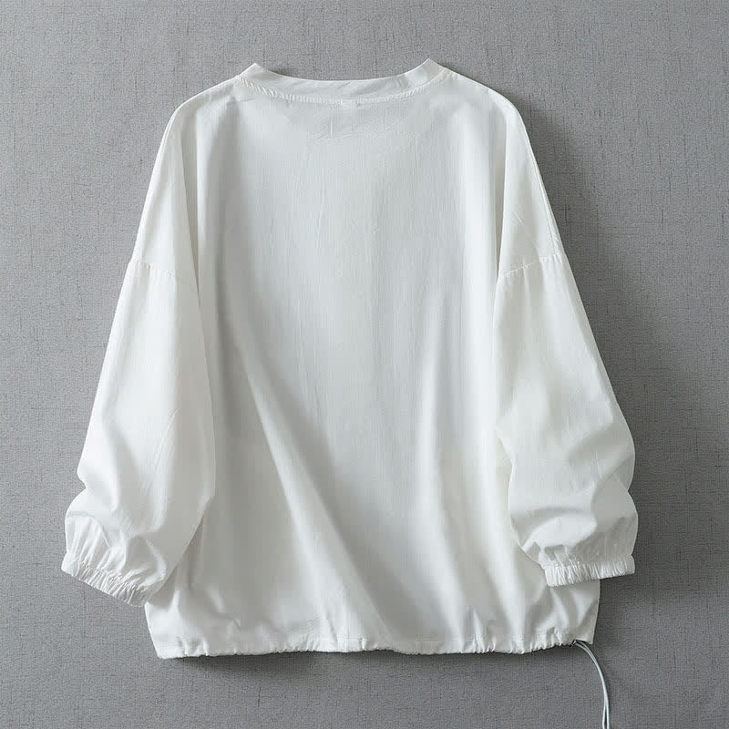 Buddha Stones Camisas sencillas de manga larga para mujer con botones y bolsillo, ideales para otoño. - image 11