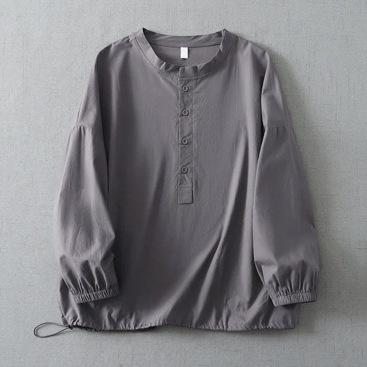 Buddha Stones Camisas sencillas de manga larga para mujer con botones y bolsillo, ideales para otoño. - Gris - US14, UK/AU18, EU46 (2XL) - image 0