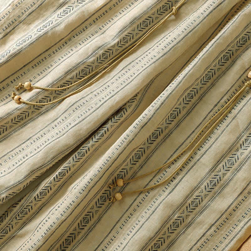 Buddha Stones Pantalones tobilleros de mujer estilo boho casual con cordón ajustable y rayas, ideales para primavera y verano. Pantalones rectos con bolsillo. - image 14