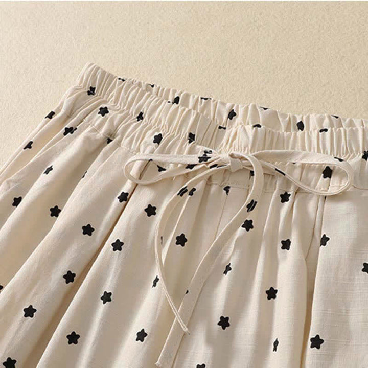 Buddha Stones Pantalones capri informales de primavera-verano estilo boho con cordón ajustable, rayas, ramas y estrellas, pantalones harem para mujer con bolsillo - image 7