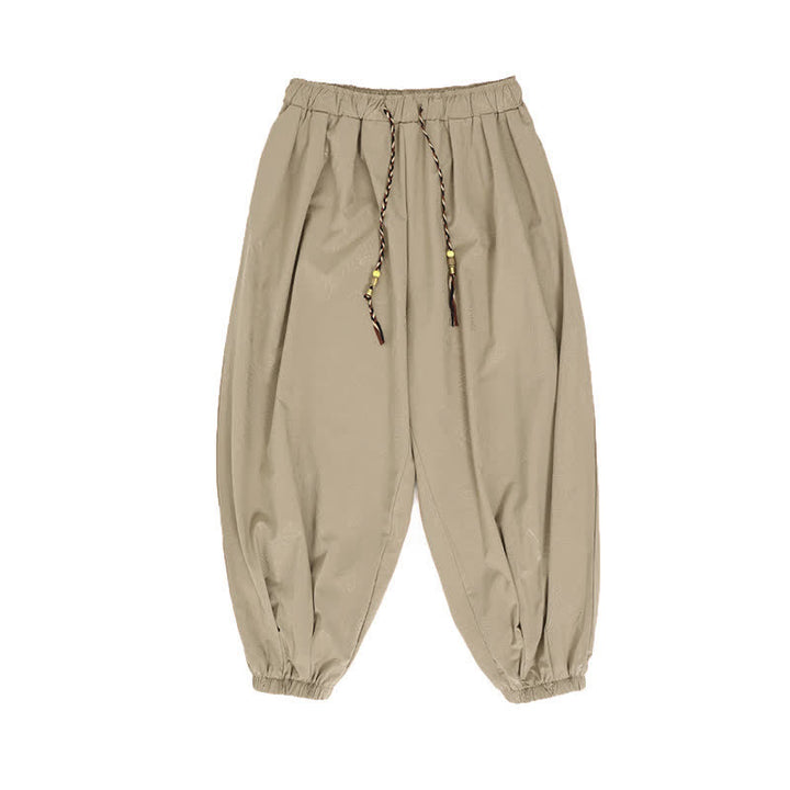 Buddha Stones Pantalones cortos casuales de primavera/verano estilo Tang con cordón ajustable y estampado de dragón, pantalones harem para hombre con bolsillo. - image 10