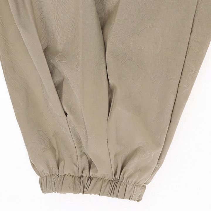 Buddha Stones Pantalones cortos casuales de primavera/verano estilo Tang con cordón ajustable y estampado de dragón, pantalones harem para hombre con bolsillo. - image 13