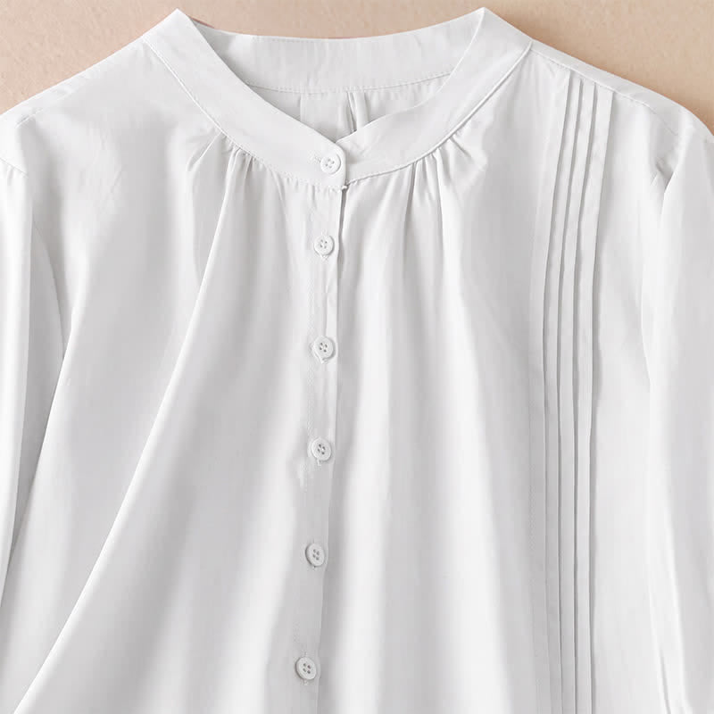Buddha Stones Camisas clásicas de verano sencillas de manga corta con botones para mujer. - image 16